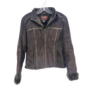Calvin Klein Jeans Women’s Suede and Faux Fur Brown Jacket Size Large
